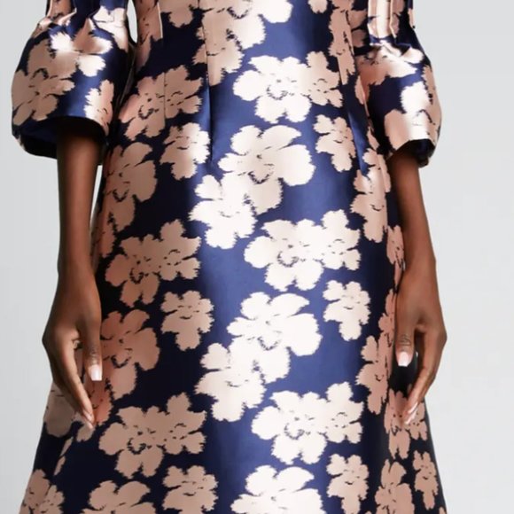 Rickie Freeman Satin Bell Sleeve Dress 